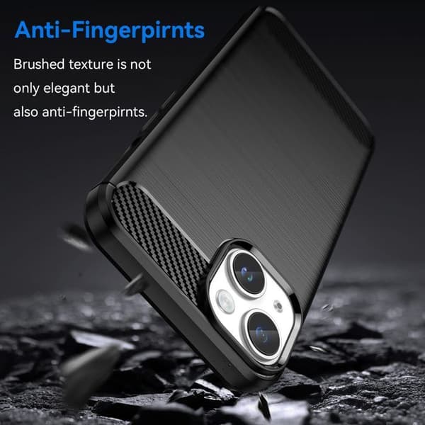 iPhone 14 PLUS Fodral Borstad Svart Kolfiber Design Svart