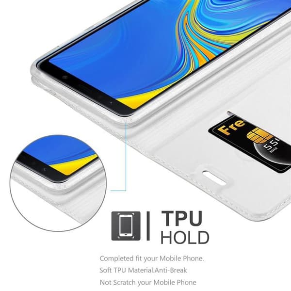 Flipfodral för Samsung Galaxy A7 2018 Klassisk Silver Plånbok Stötsäker Grå