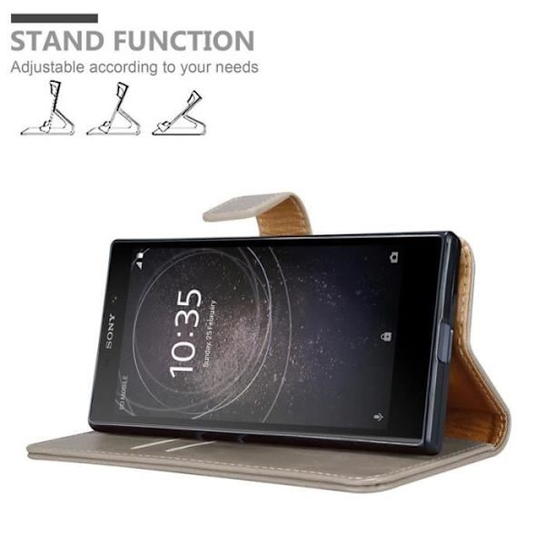 Fodral - CADORABO - Sony Xperia L2 - Brunt läderimitation - Stativfunktion - Magnetisk kastanj