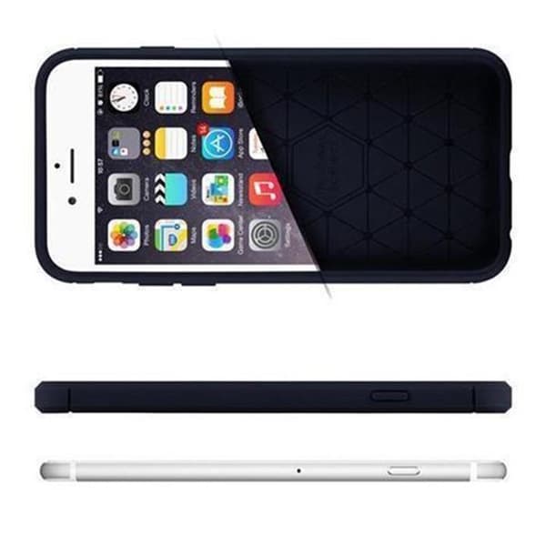 Skal för iPhone 6 PLUS / 6S PLUS BORSTAD BLÅ Kolfiberdesign Blå