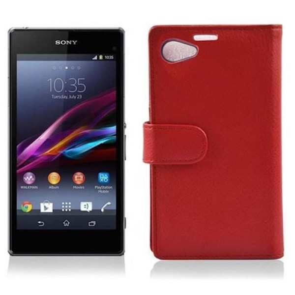 Cadorabo Fodral Fodral för > Sony Xperia Z1 COMPACT < (L39H) Fodral Fodral Bumper Wallet (med kortplatser) i RÖTT