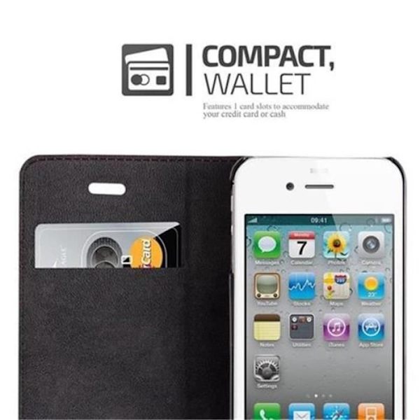 Cadorabo Apple iPhone 4 / 4S Fodral APPLE RÖD Osynlig MAGNETISK STÄNGNING Fodral Fodral Stöder Stand Card Slot