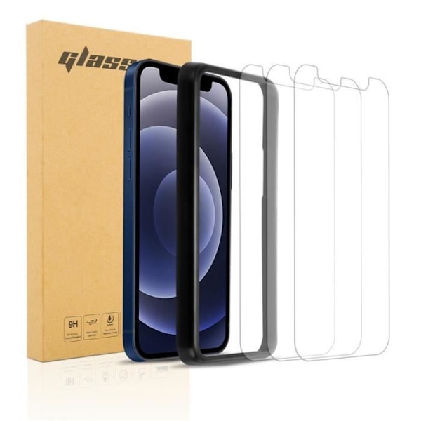 3x Härdat Skärmskydd i Glas för Apple iPhone 12 MINI Transparent Skydd film med härdat glas, installationshjälp Vit