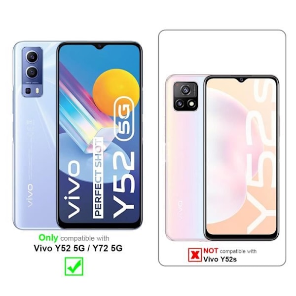 Coque för Vivo Y52 5G / Y72 5G - CADORABO - Blomsteretui - Syntetiskt läder - Ställfunktion - Fullständigt skydd Rosa blommig