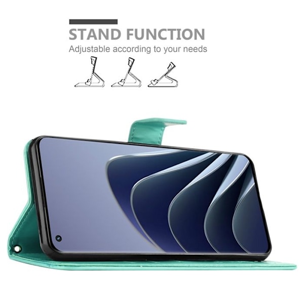 Coque för OnePlus 10 PRO 5G Housse i TURKOS BLOMSTER Etui Case Cover Skydd Blomster Plånbok Wallet Grön