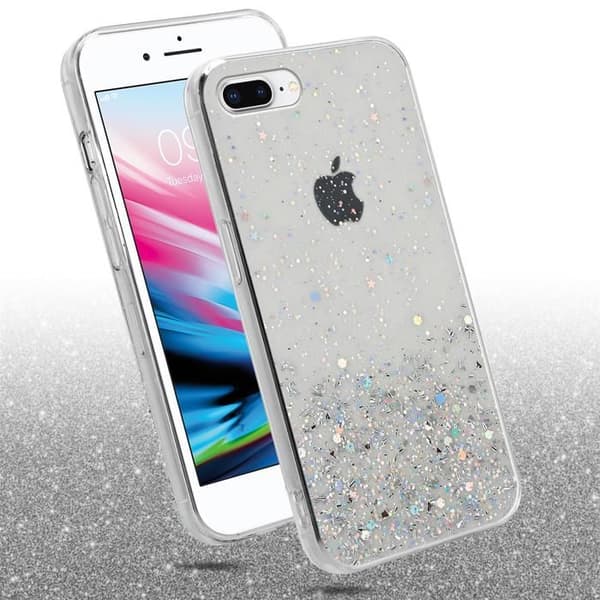 Transparent skal för iPhone 7 PLUS / 7S PLUS / 8 PLUS med glitter, skyddande design med glittrande effekt Vit