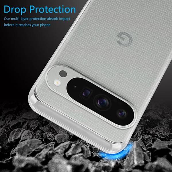 Transparent stötsäker silikonfodral för Google Pixel 9 PRO XL Vit
