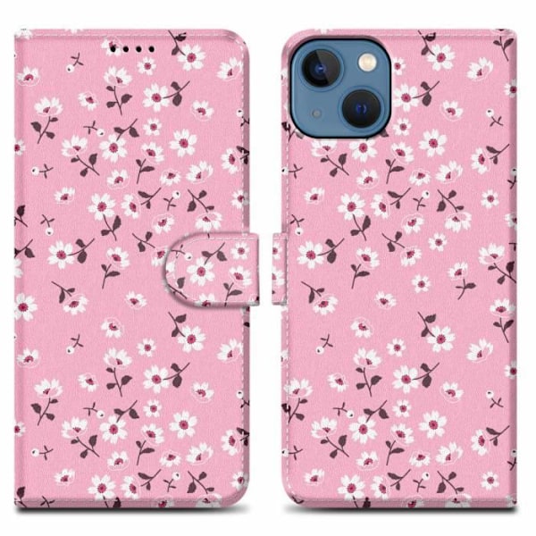 Skal för Apple iPhone 13 - CADORABO - Blomregn - Syntetläder - Magnetisk Stängning - Skyddsfodral Regn av blommor