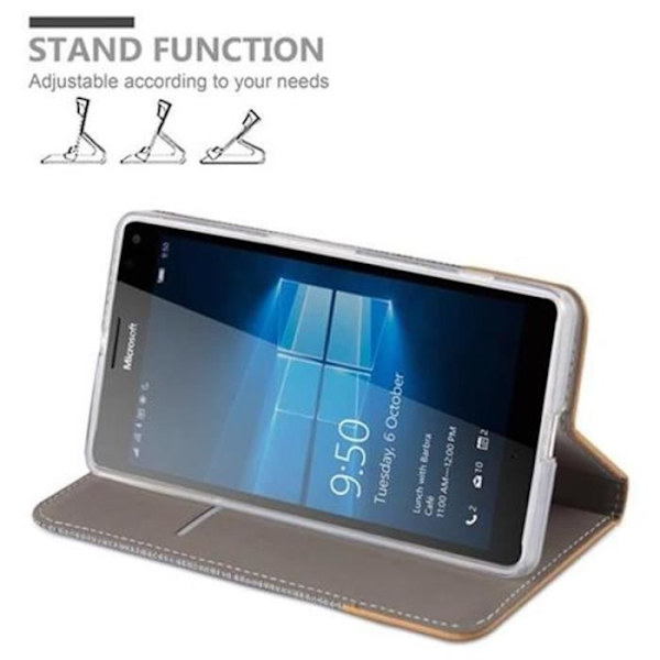 NOKIA LUMIA 950 XL FODRAL I LJUSGRÅ BRUN BY CADORABO (TYG-PU DESIGN) FULLSTÄNDIG SKYDDSFODRAL MED LOCK