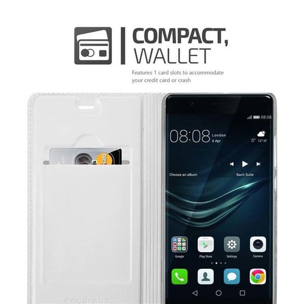 Fodral med lock för Huawei P9 Plånbok i KLASSISK SILVER Stötsäker Grå