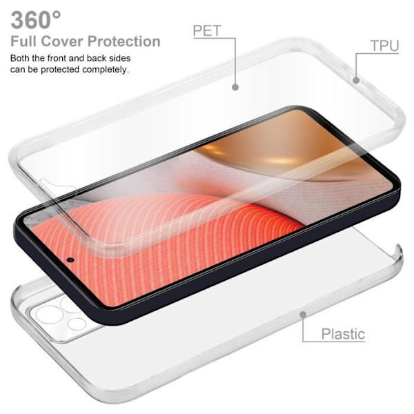 Cadorabo Fodral för Samsung Galaxy A72 i Transparent Fodral 360° Helkroppsskydd Skärmskydd Transparent