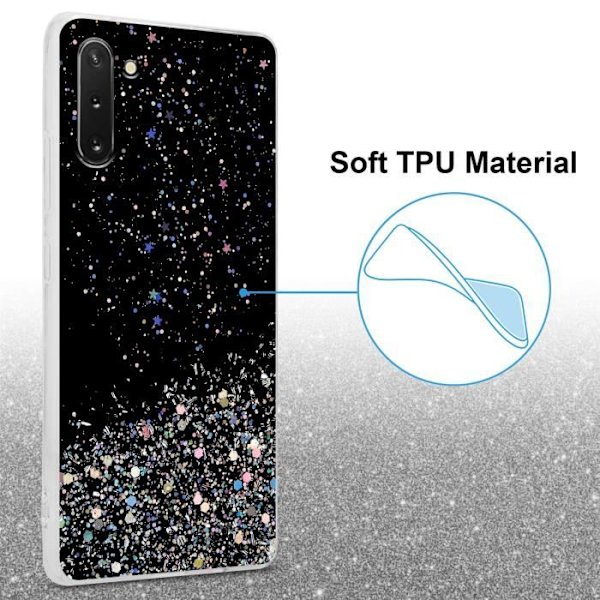 Coque - CADORABO - Samsung Galaxy NOTE 10 - Svart med Glitter - Ultra tunn - Stötskydd Svart med paljetter