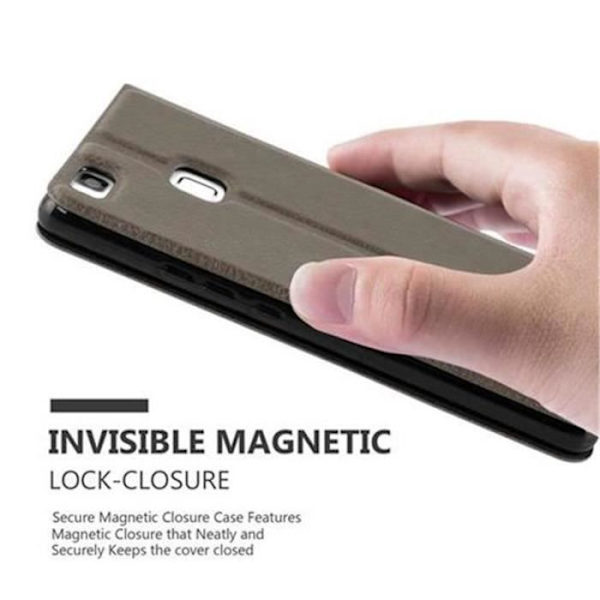 Cadorabo Fodral Huawei P9 LITE BROWN STONE VIEW Fodral Fodral Fodral Magnetskydd stöder stativ och fönster