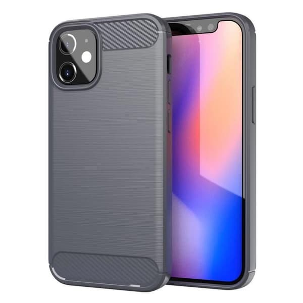 Skal för iPhone 12 MINI BORSTAD GRÅ Kolfiberdesign Grå