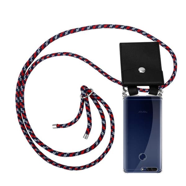 Fodral för Honor 8 PRO med axelrem i RÖD BLÅ VIT med justerbar snodd Blå
