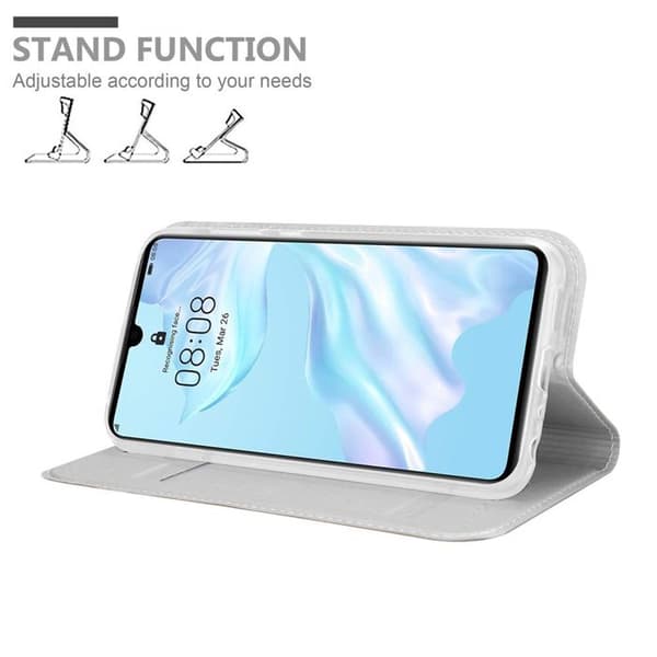 Fodral med lock för Huawei P30 Plånbok i KLASSISK SILVER Stötsäker Grå