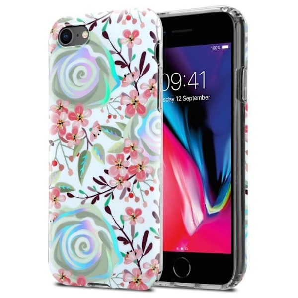 Fodral för Apple iPhone 7 / 7S / 8 / SE 2020 PEACH FLOWERS - CADORABO - Blommönster - Silikon TPU
