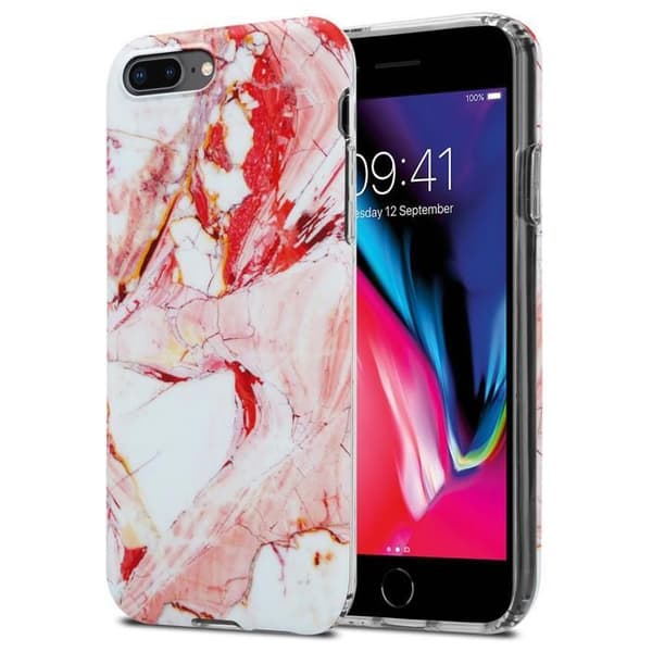 Skal för iPhone 7 PLUS / 7S PLUS / 8 PLUS i Rosa Marmor Nr. 20 Skyddsetui Ros