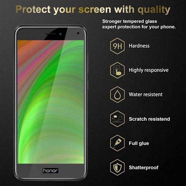 3x Helglas för Honor 8 LITE Transparent skydd film med svart härdat glas Svart
