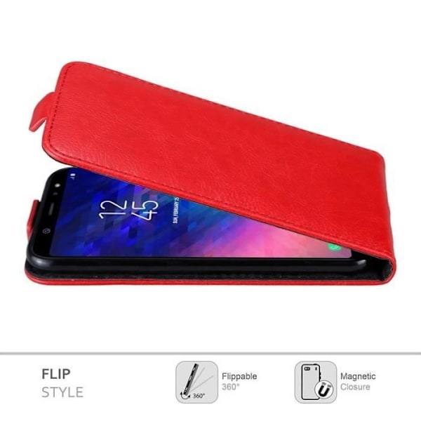 Cadorabo fodral till Samsung Galaxy A6 PLUS 2018 - i rött - Skyddsfodral i Flip-stil med magnetlås Röd
