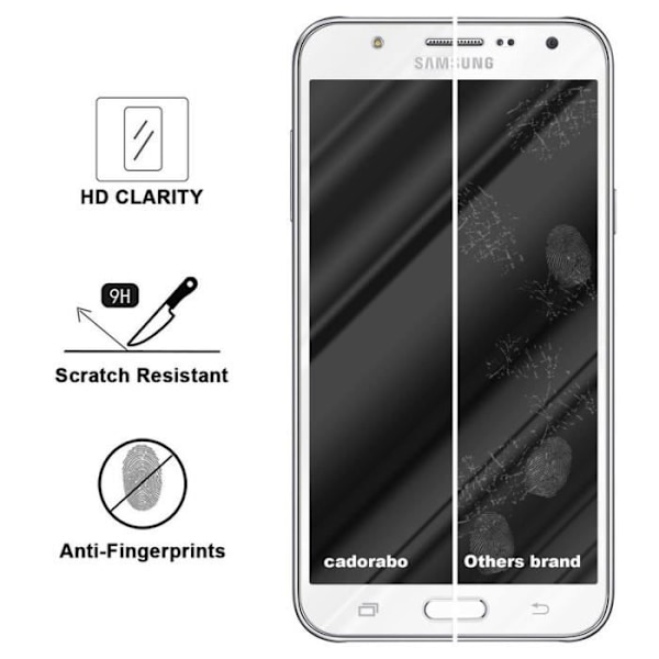 Skärmskydd - CADORABO - Samsung Galaxy J7 2015 - Härdat glas - Transparent - 0,3 mm Transparent, vit