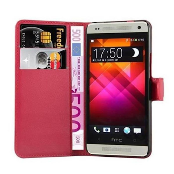 HTC ONE M4 MINI Fodral i CHERRY RED från Cadorabo Helt skyddsfodral med Flip Flip och praktiskt horisontellt stativ i