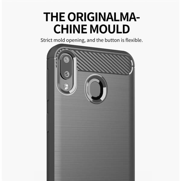 Skyddsfodral för Samsung Galaxy A20 / A30 / M10s BORSTAD GRÅ Kolfiberdesign Grå