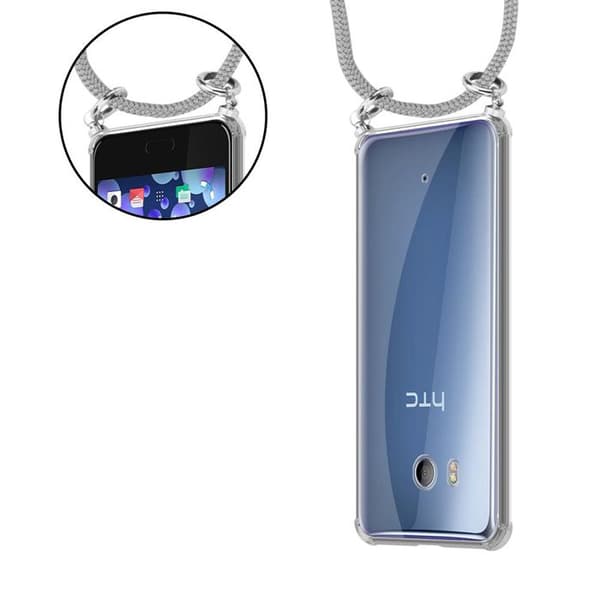 Fodral för HTC OCEAN / U11 med axelrem i GRÅSILVER med justerbar snodd Grå
