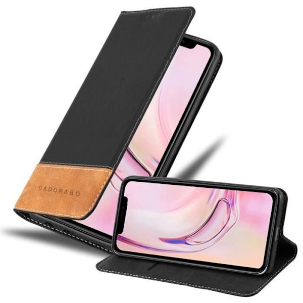 Coque - CADORABO - iPhone 13 MINI - Syntetiskt läder Svart Brun - Magnetisk Stängning - Ställfunktion SVART BRUNT