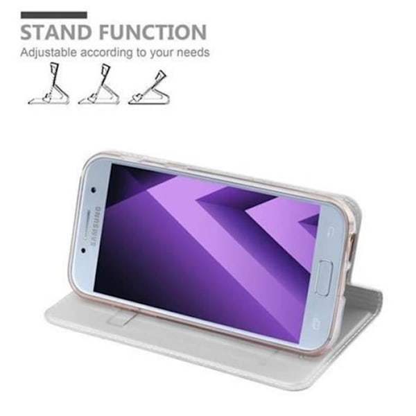 Cadorabo Fodral Samsung Galaxy A5 2017 (7) CLASSY MATT SILVER METALLIC Magnetisk Fodral Fodral Stöder Stand Card Slot