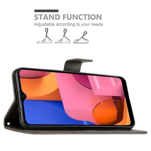 Fodral till Samsung Galaxy A20S - CADORABO - Blommönster - Imiterat läder - Stativfunktion - 3 kortplatser Grå