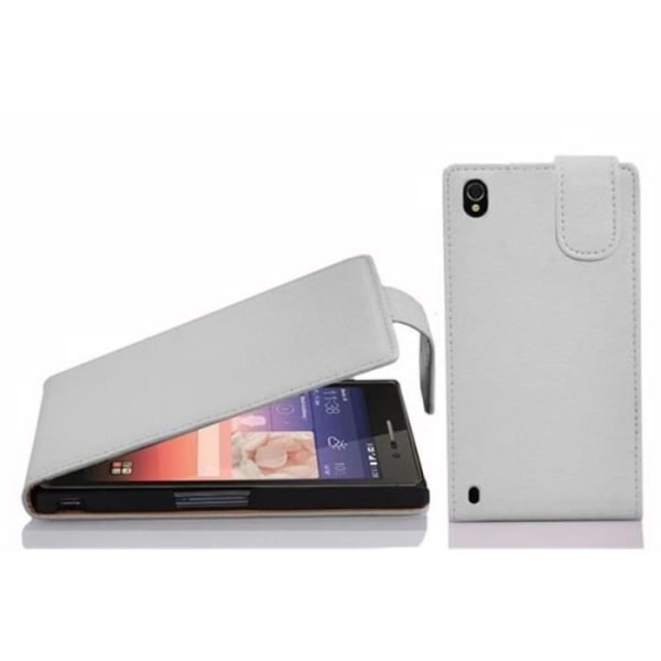 Cadorabo Huawei ASCEND P7 DESIGN FLIP Style Fodral Fodral i konstläder Struktur VIT ALABASTER