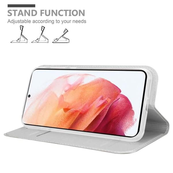 Flipfodral för Samsung Galaxy S21 5G Etui i KLASSISK SILVER Plånbok Stötsäker Grå