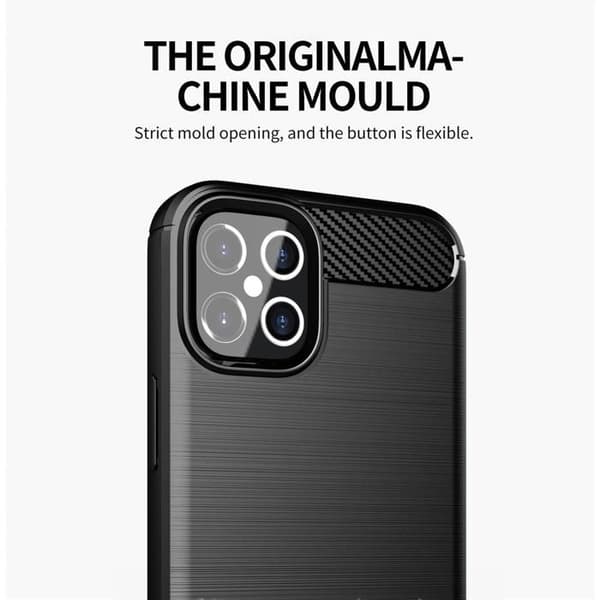 Skal för iPhone 12 PRO MAX Borstad Svart Kolfiber Design Svart