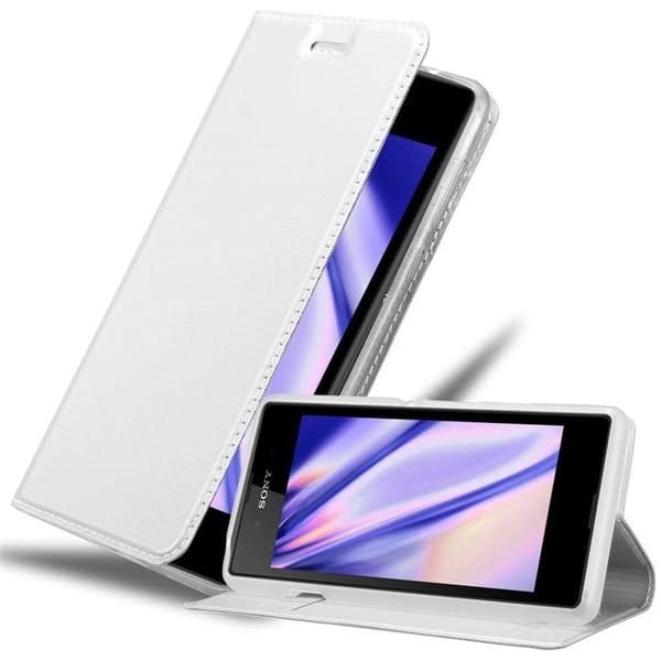 Flip-fodral för Sony Xperia E3 Etui i KLASSISK SILVER Plånbok Stötsäker Grå