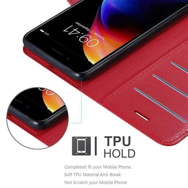 Coque för Apple iPhone 7 PLUS / 7S PLUS / 8 PLUS Hölster i RÖD KIRSBARE Fodral Skydd med magnetisk stängning Röd