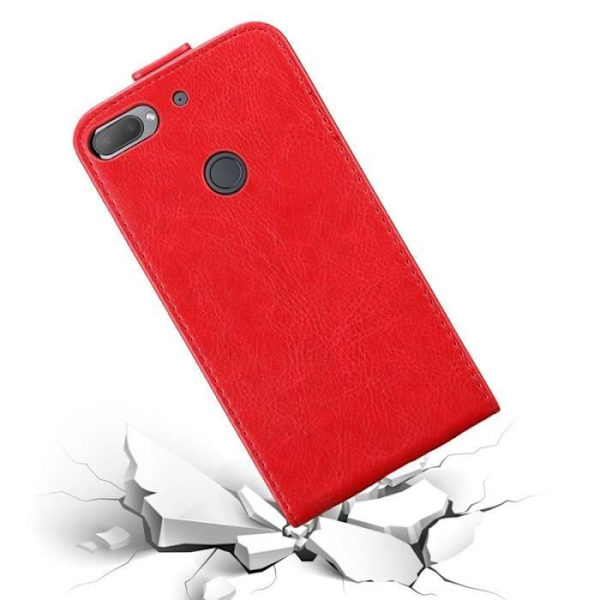 Flipfodral - CADORABO - HTC Desire 12 PLUS - Röd konstläder - Magnetisk stängning - Komplett skydd Röd