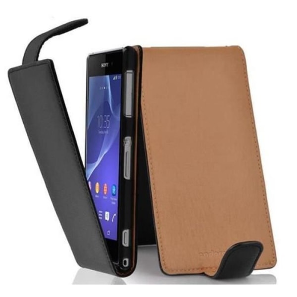 Cadorabo Sony Xperia Z2 DESIGN FLIP Style Fodral Fodral i konstläder Struktur JET SVART