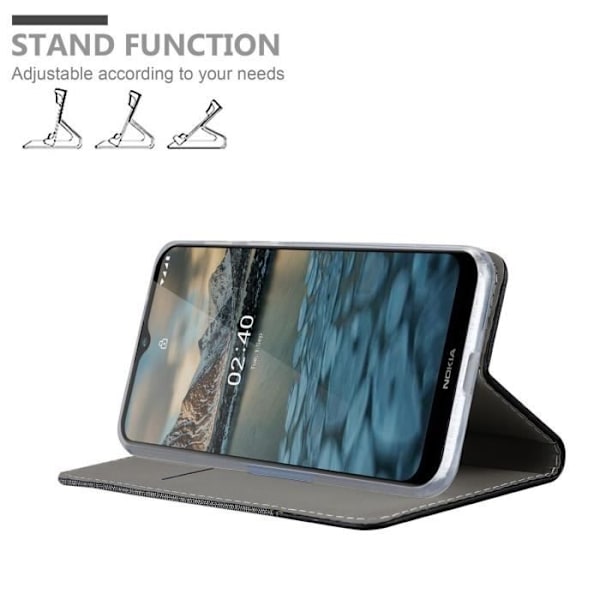 Étui för Nokia 2.4 - CADORABO - Book Case i Syntetiskt Läder - Grå Svart - Magnetisk Stängning - Ställfunktion MÖRKGRÅ