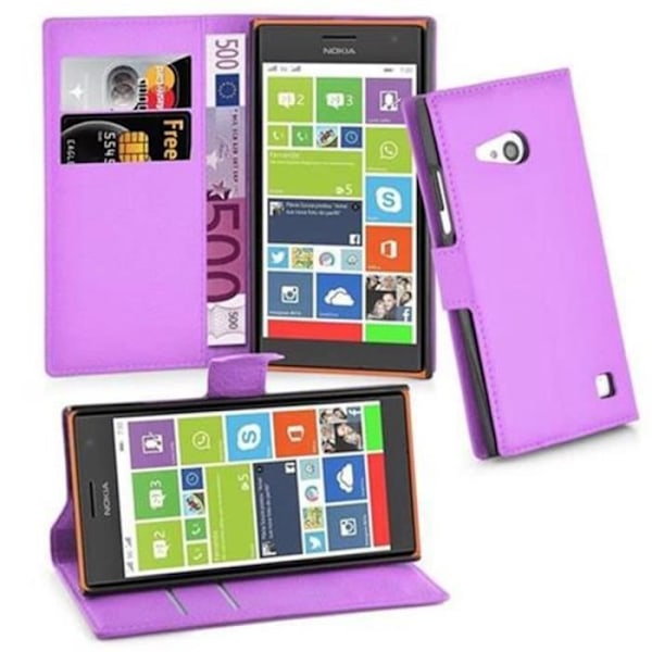 Fodral till Nokia Lumia 730 - CADORABO - Lila - Imiterat läder - Magnetisk stängning - Horisontellt stativ Lila
