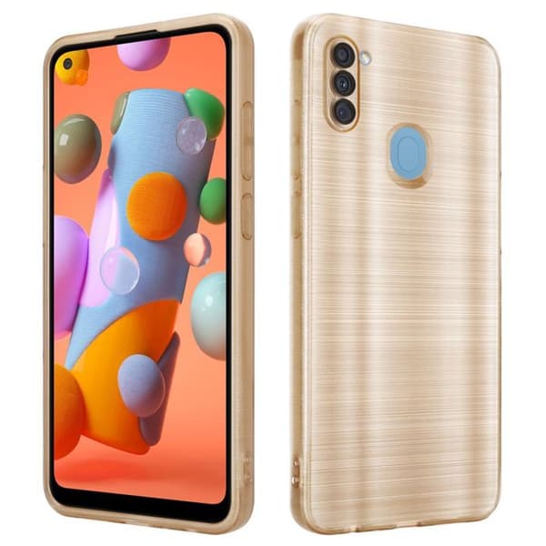 Skyddsfodral för Samsung Galaxy A11 / M11 Borstad Guld Kameraskydd Gul