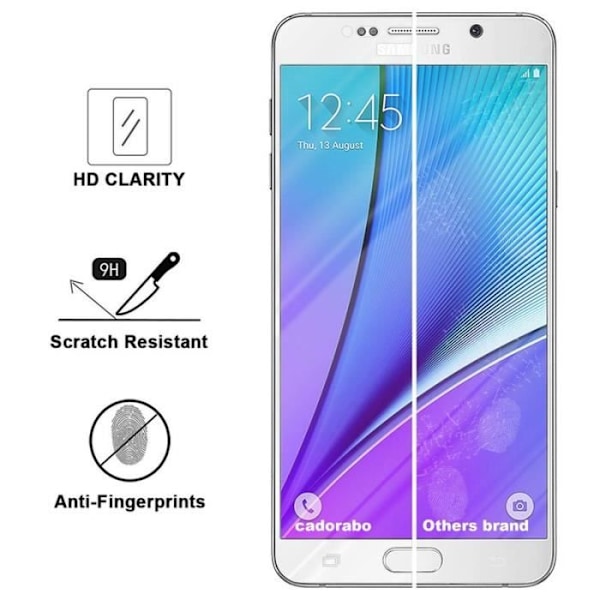 Cadorabo härdat glas Samsung Galaxy NOTE 5 Helfilmsskärmsskydd Glasskärmsskydd TRANSPARENT med VIT svart vit