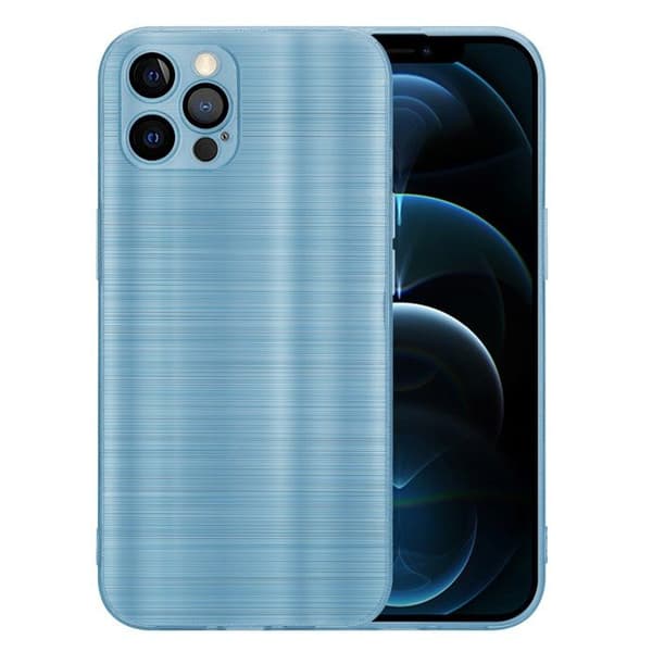 Skal för iPhone 12 PRO MAX Borstad Turkos Kameraskydd Blå