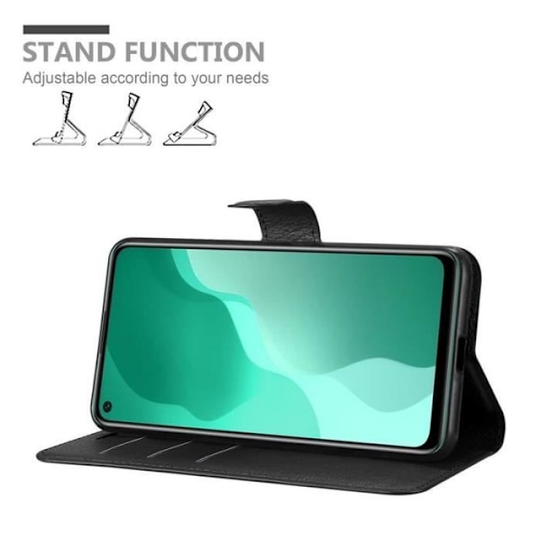 Fodral - CADORABO - Huawei Nova 7 Se - konstläder - Stativfunktion - 3 kortfack Svart