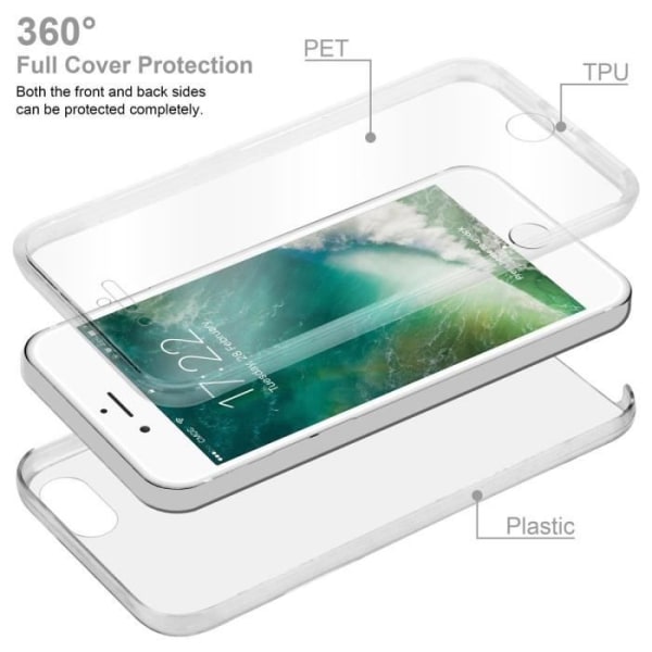 Cadorabo Fodral för Apple iPhone 7 / 7S / 8 / SE 2020 i Transparent Fodral 360° Helkroppsskydd Skärmskydd