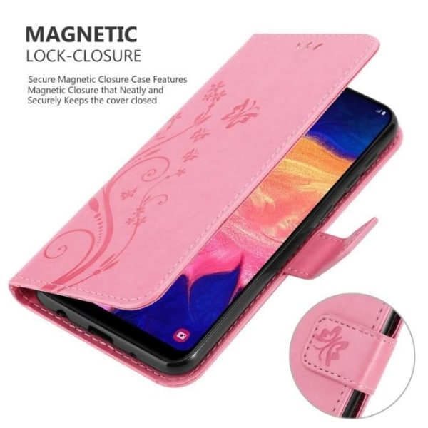 Fodral till Samsung Galaxy A10 - CADORABO - Blommönster - Imiterat läder - Stativfunktion - 3 kortplatser Rosa