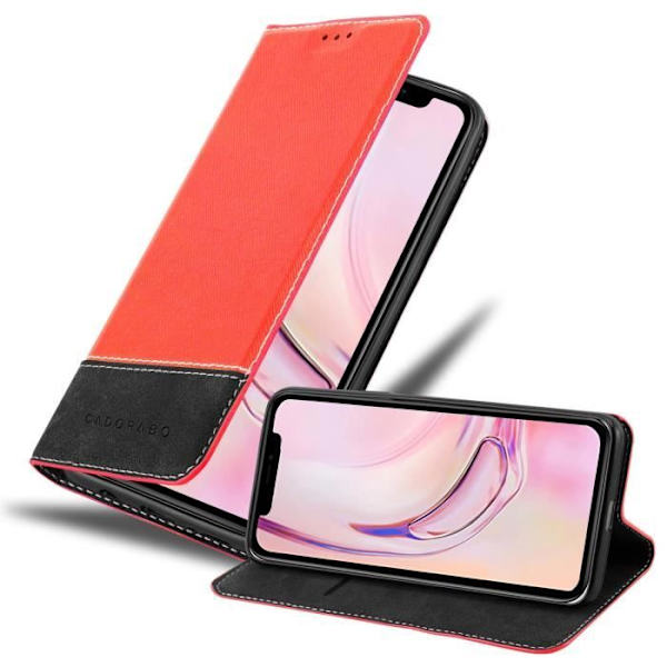 Etui för Apple iPhone 13 PRO MAX - CADORABO - RÖD SVART - Syntetläder - Magnetstängning - Ställfunktion RÖD SVART