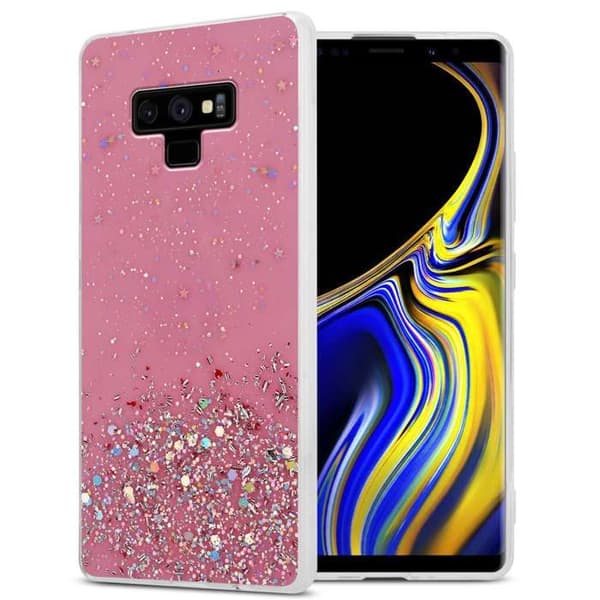 Skal för Samsung Galaxy NOTE 9 Rosa med Glitter Skydd Glittrande Design Ros