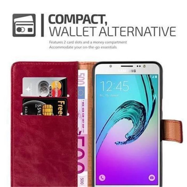 Samsung Galaxy J7 2016 (6) Fodral i CHERRY RED av Cadorabo (LYXdesign) Helt skyddsfodral med flip flap och