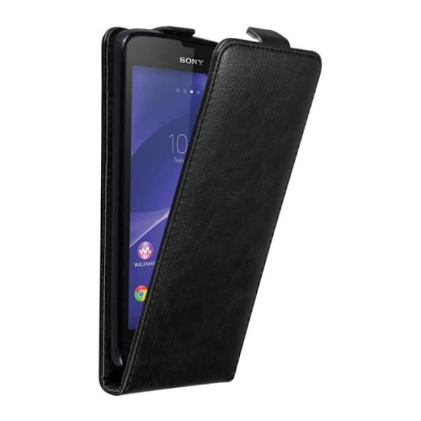 Flip Case - CADORABO - Sony Xperia T3 - Imitation läder - Svart - Magnetisk stängning Svart